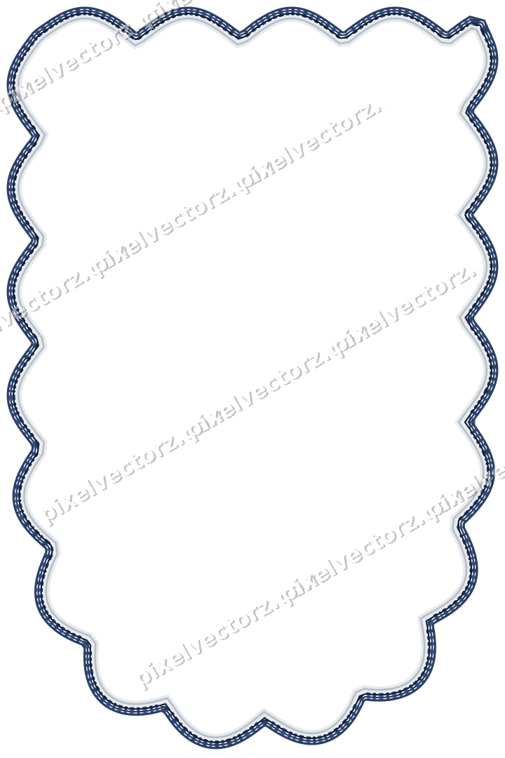 Decorative line art frame in dark blue and white with shield