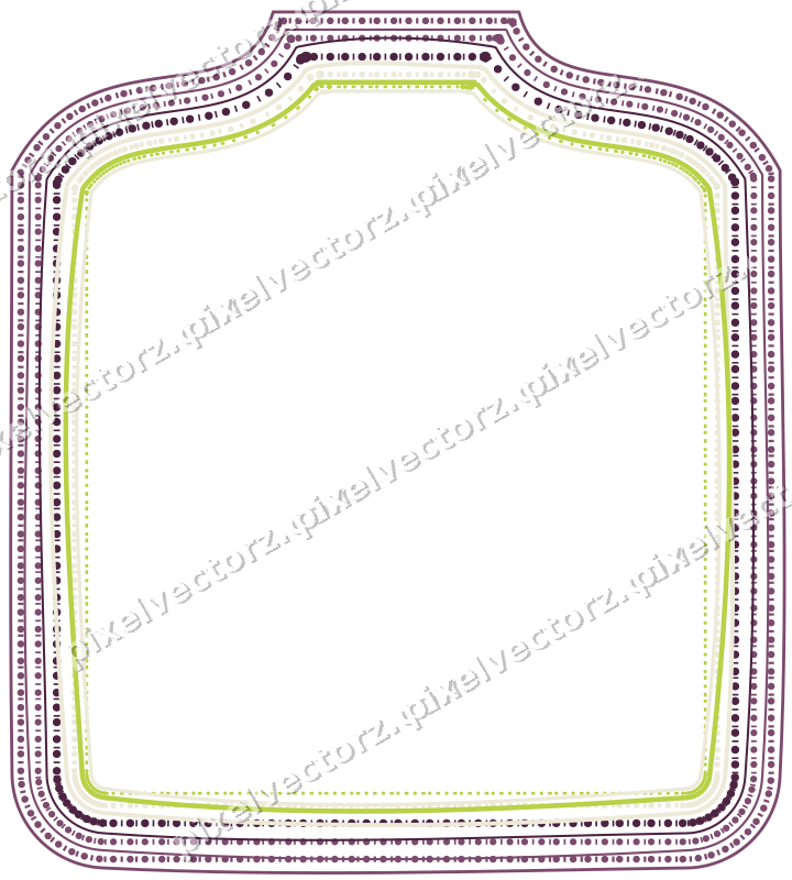 Decorative line art frame in dark magenta and lime with label plaque