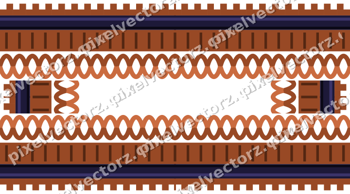 Decorative picture frame border in orange and blue with step band