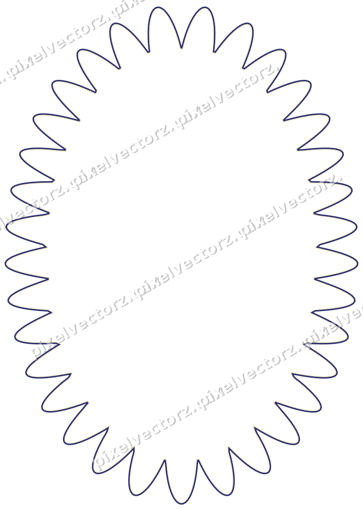 Decorative line art frame in dark blue and amber with oval