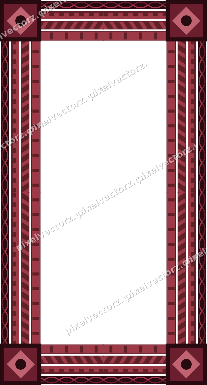 Decorative picture frame border in dark pink and red with step band