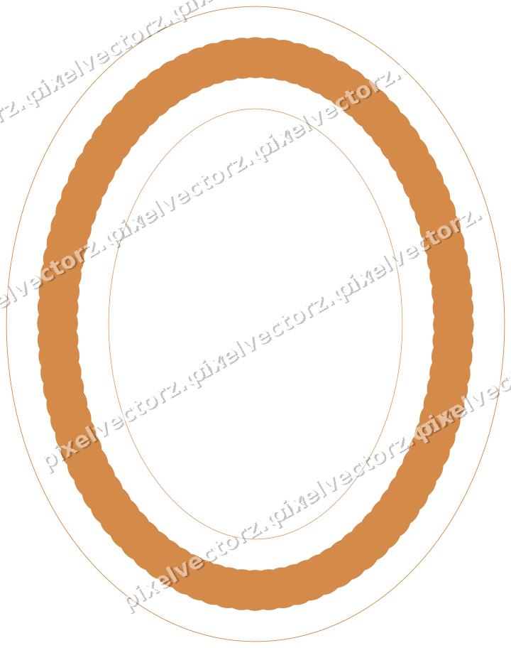 Decorative line art frame in orange and amber with oval