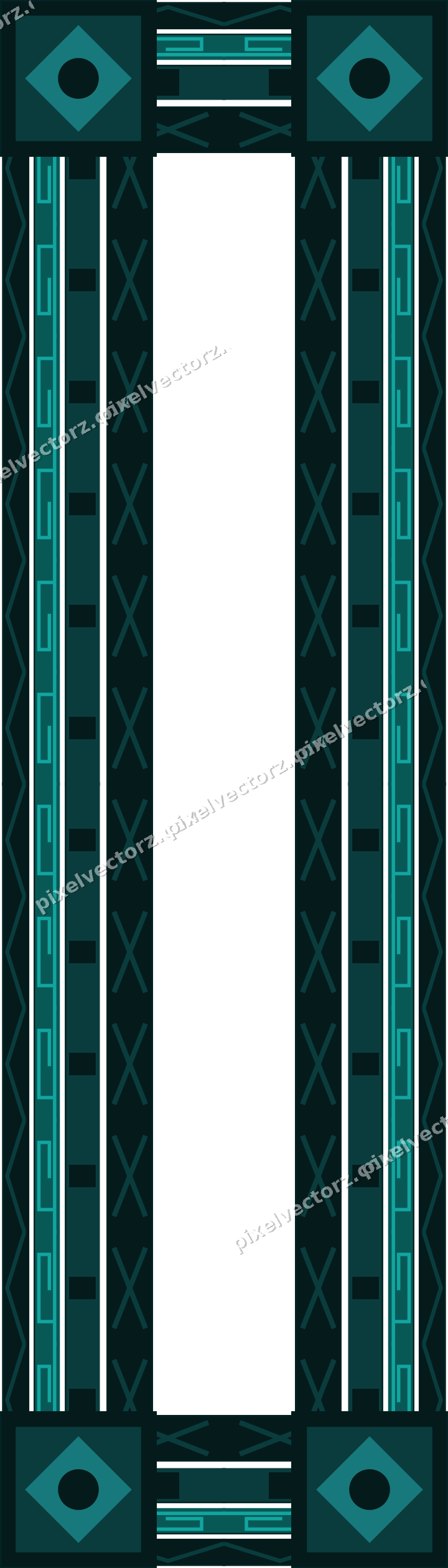 Decorative picture frame border in orange and teal with zigzag