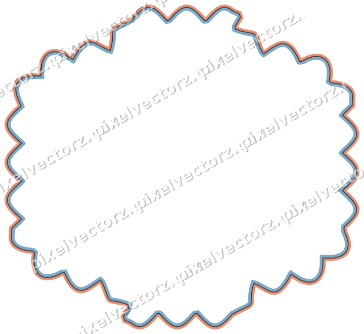 Decorative line art frame in orange and cyan with label plaque