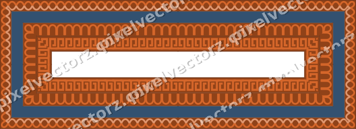 Decorative picture frame border in dark blue and orange with guilloche