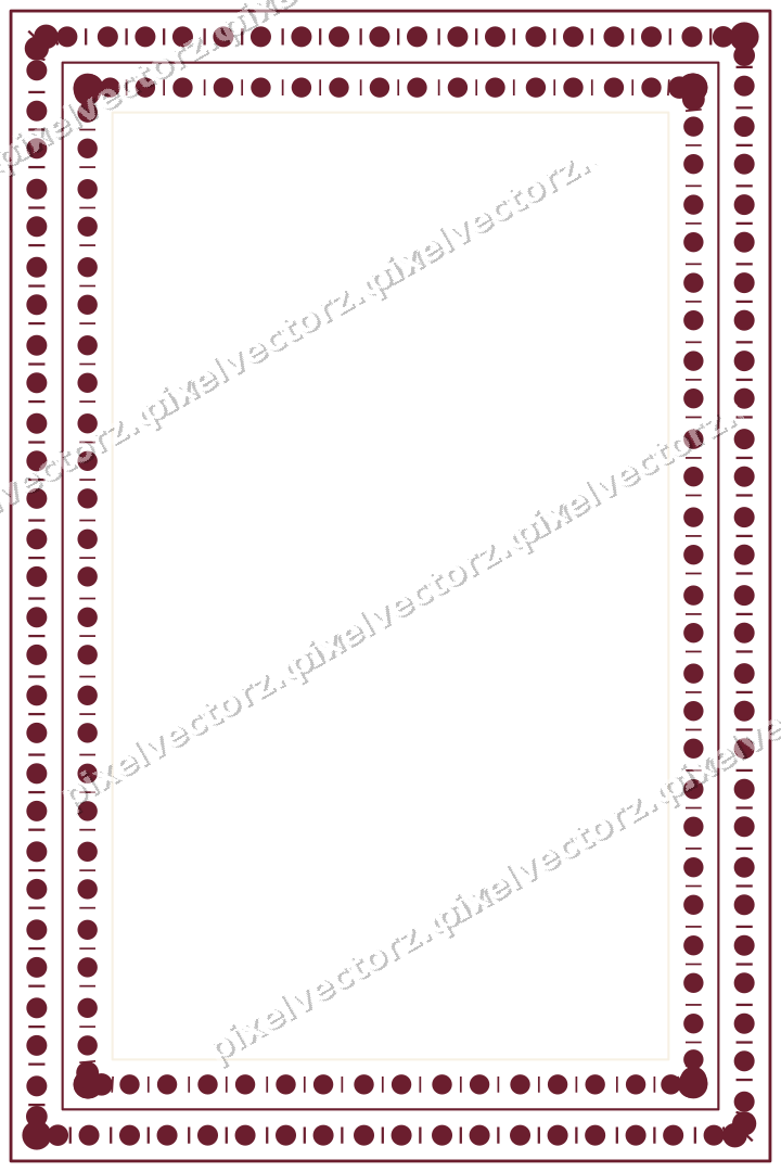 Decorative line art frame in dark pink and red with label plaque