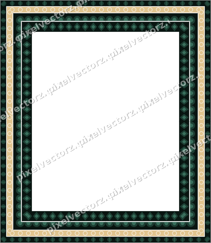 Decorative picture frame border in dark green with leaf moulding