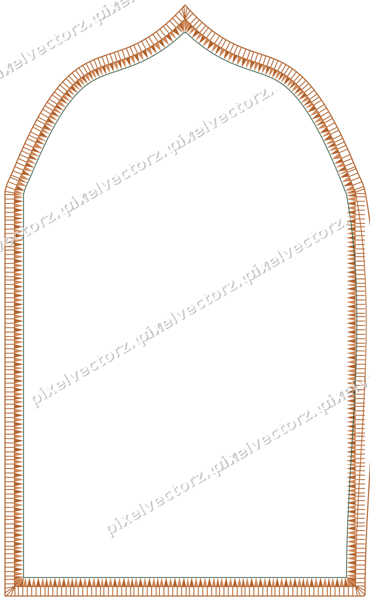Decorative line art frame in dark green and orange with label plaque