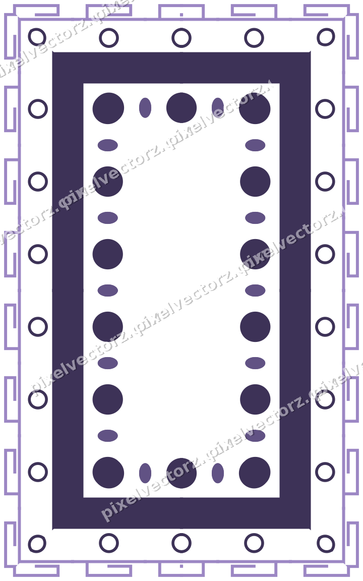 Decorative picture frame border in amber and purple with ring chain
