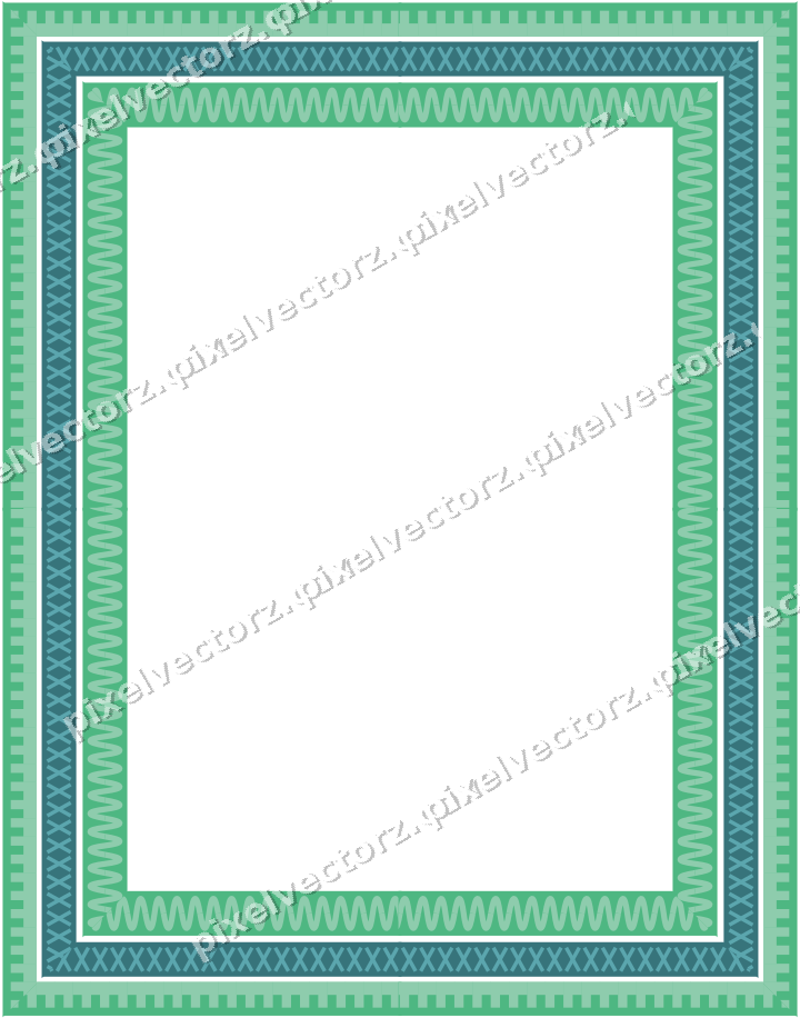 Decorative picture frame border in green and teal with cross band