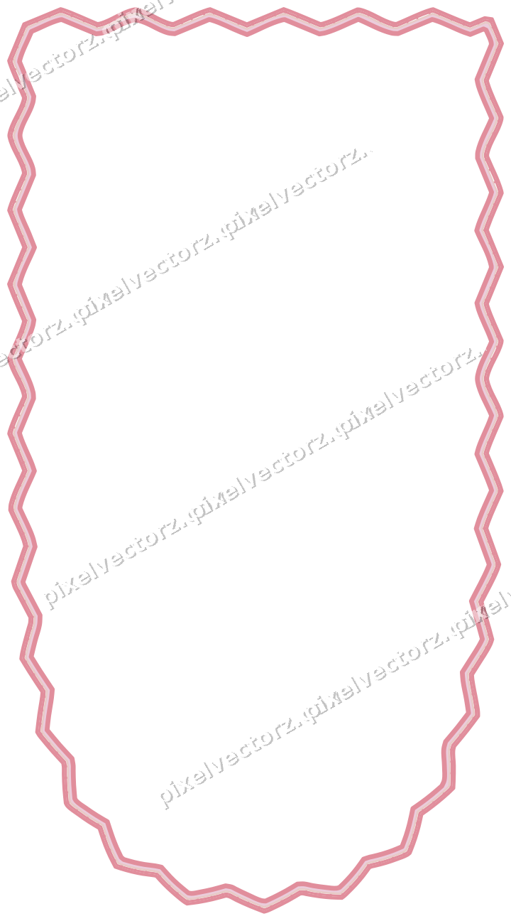 Decorative line art frame in pale pink and pale red with shield