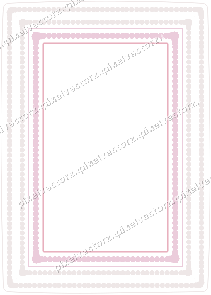 Decorative line art frame in pale pink and pale red with label plaque