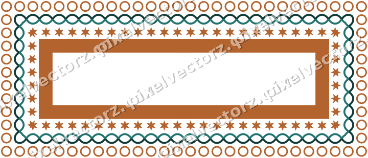 Decorative picture frame border in orange and teal with ring chain