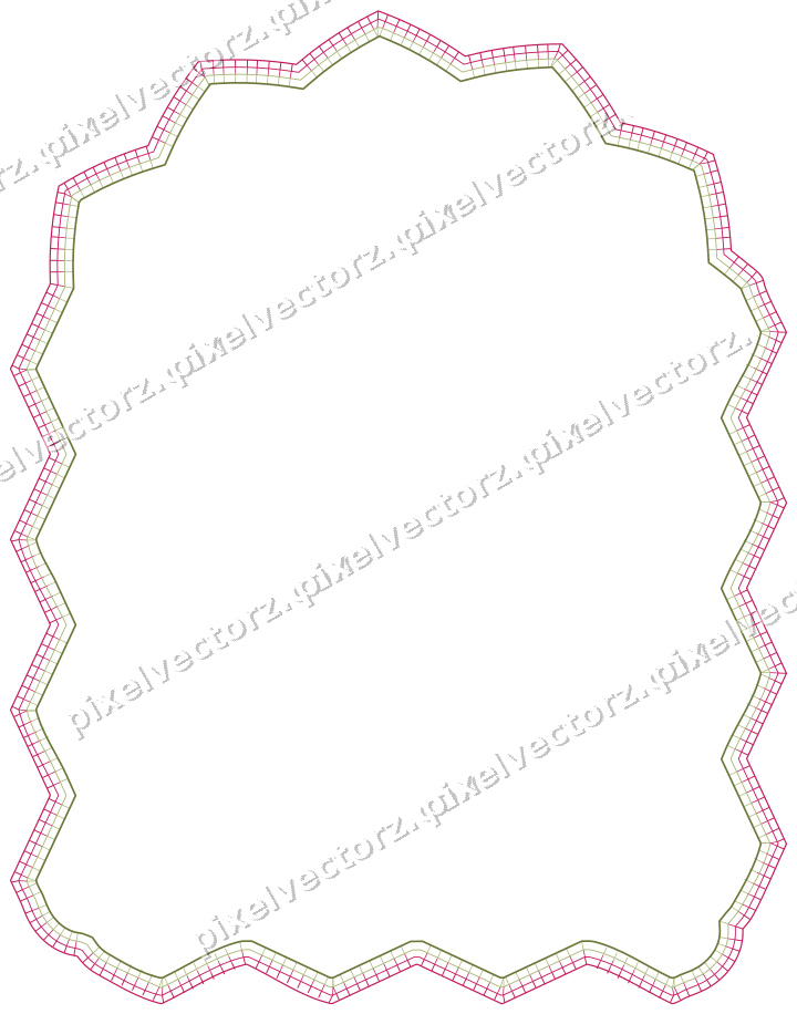 Decorative line art frame in lime and pink with label plaque