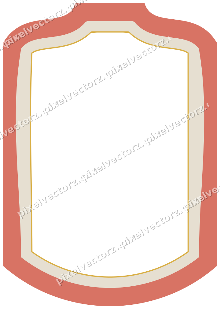 Decorative line art frame in amber and green with label plaque