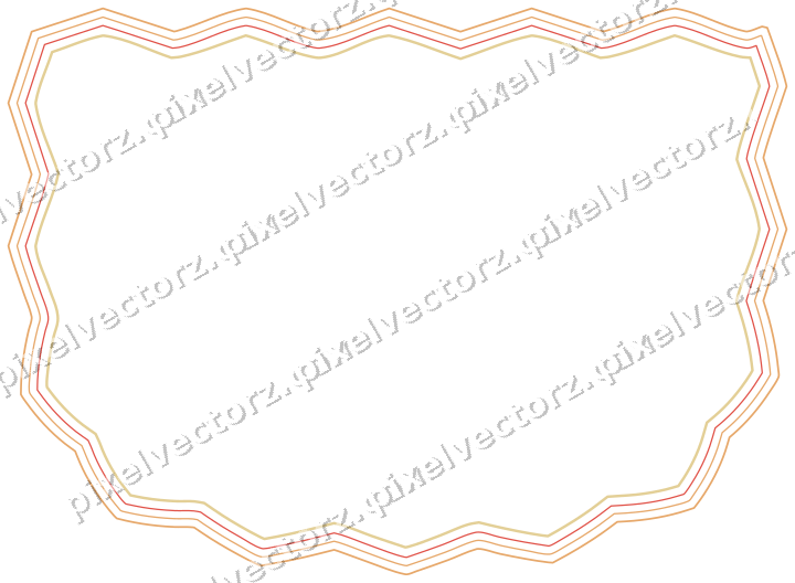 Decorative line art frame in red and orange with shield
