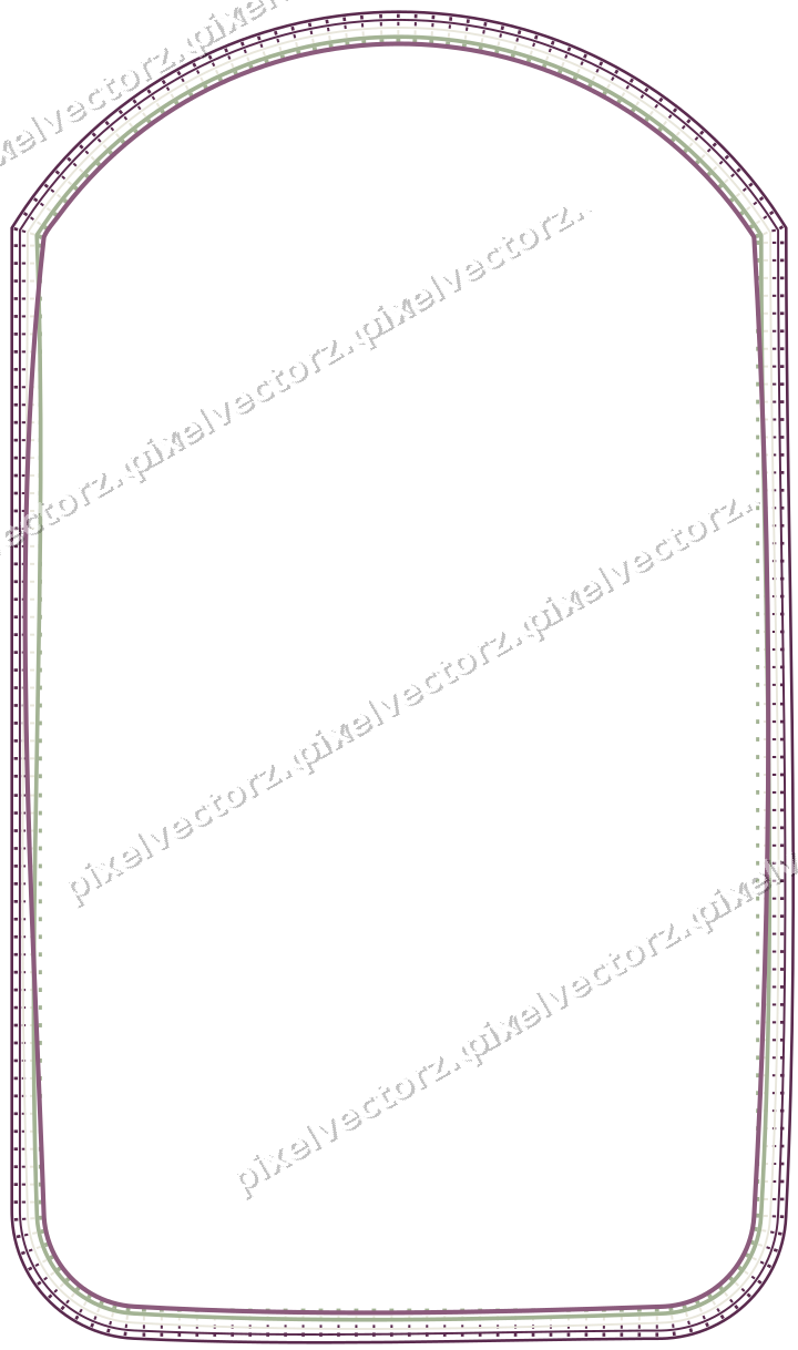 Decorative line art frame in dark magenta and lime with label plaque