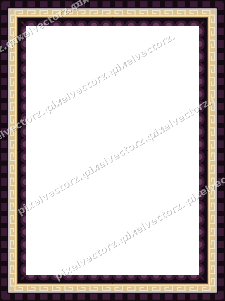Decorative picture frame border in dark magenta and amber with dentil