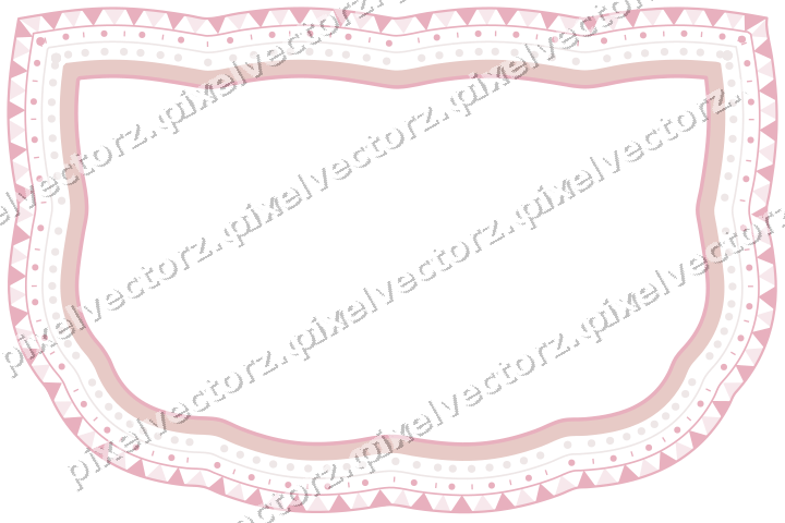 Decorative line art frame in pale pink and pale red with shield