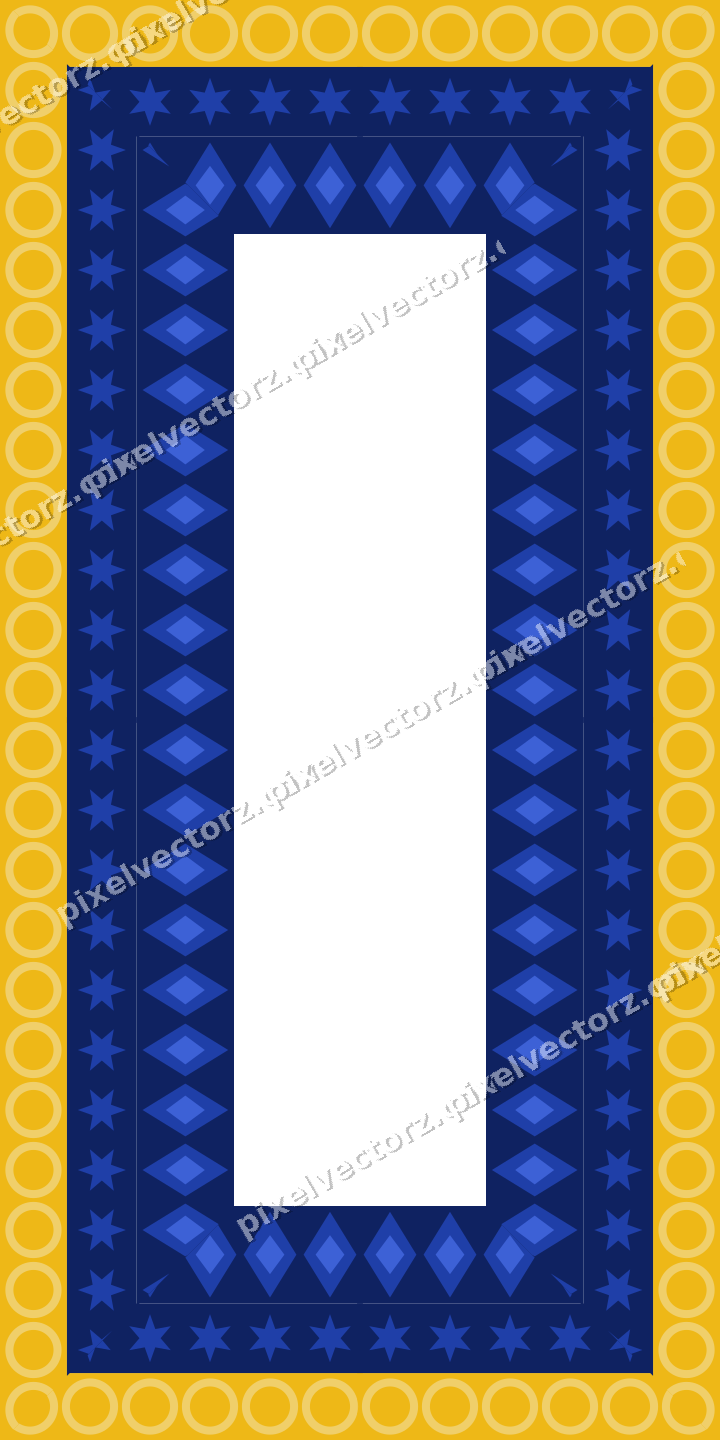 Decorative picture frame border in amber and blue with star band