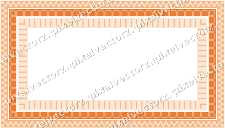 Decorative picture frame border in blue and orange with zigzag