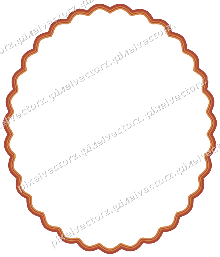 Decorative line art frame in orange and amber with oval
