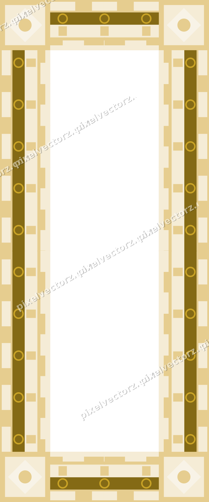 Decorative picture frame border in dark green and amber with dentil