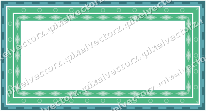 Decorative picture frame border in green and teal with step band