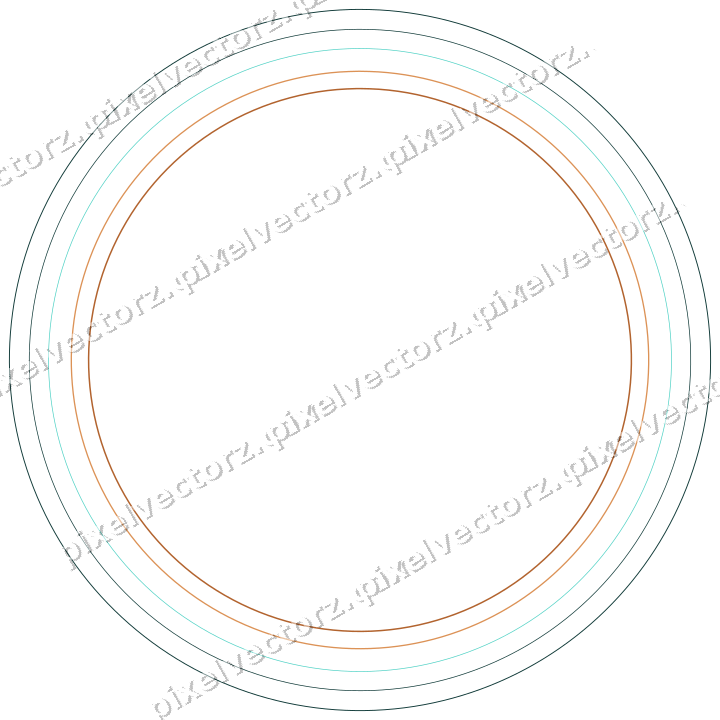Decorative line art frame in orange and teal with oval