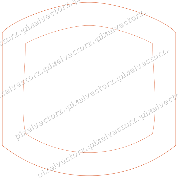 Decorative line art frame in orange and teal with label plaque