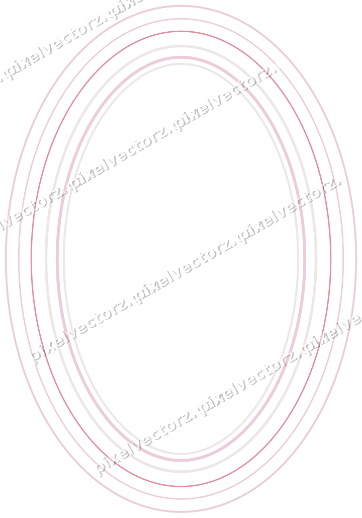 Decorative line art frame in pale pink and pale red with oval