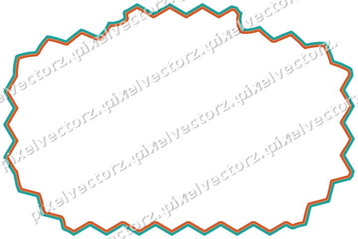 Decorative line art frame in orange and teal with label plaque