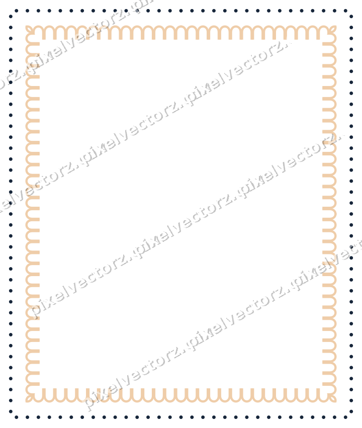 Decorative picture frame border in dark blue and orange with dot row