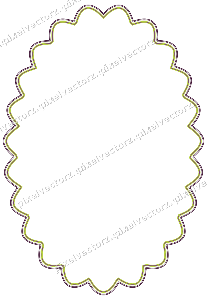 Decorative line art frame in dark magenta and lime with oval