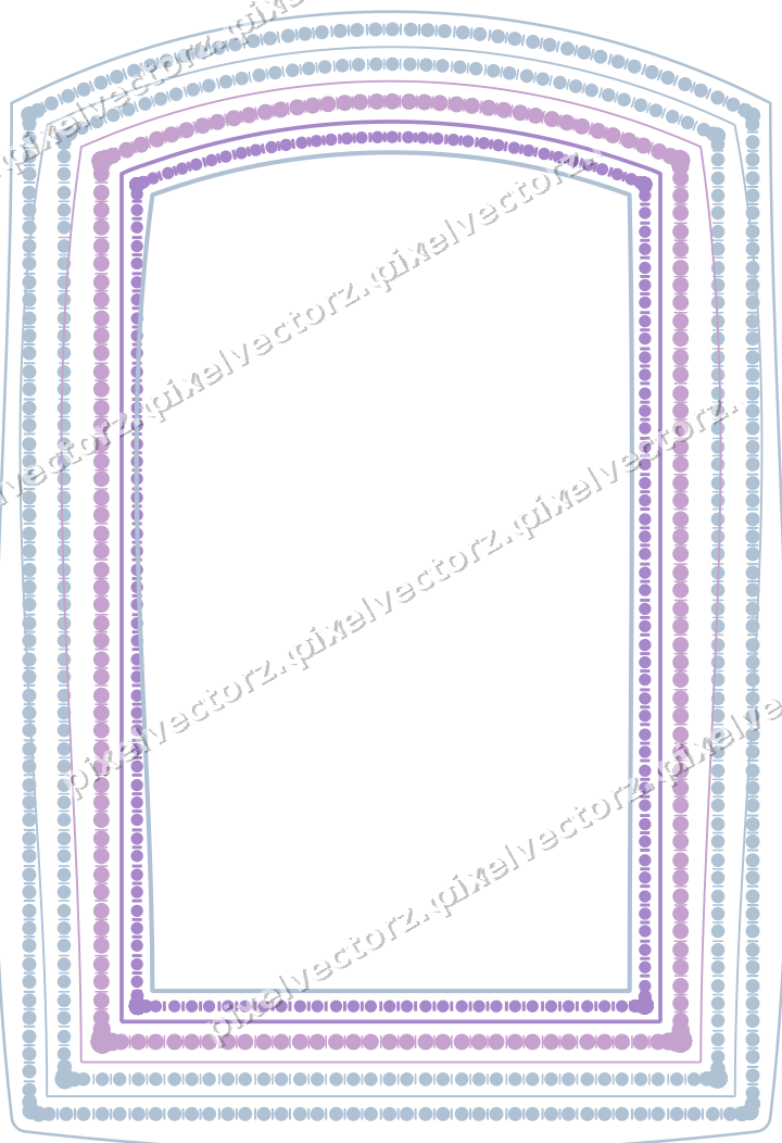 Decorative line art frame in purple and blue with label plaque