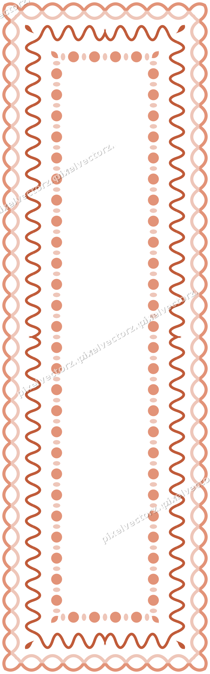 Decorative picture frame border in orange and cyan with guilloche
