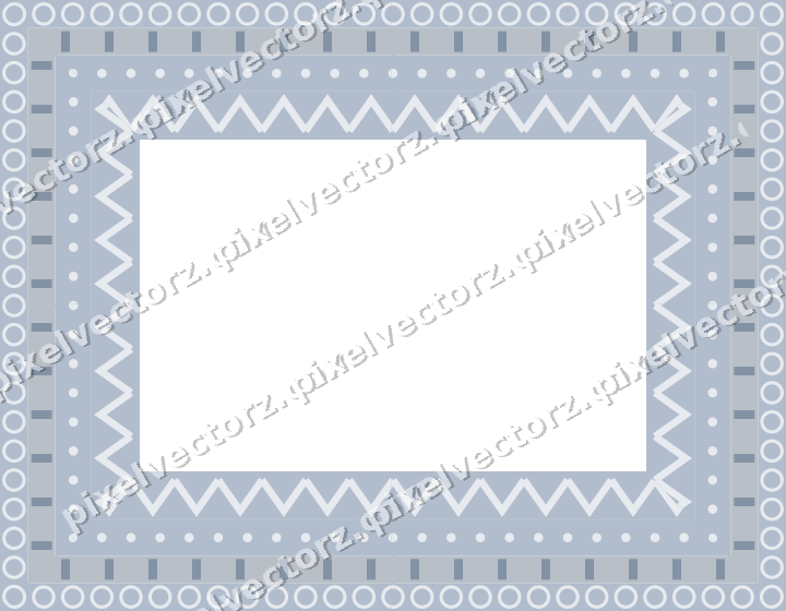 Decorative picture frame border in dark blue and white with ring chain