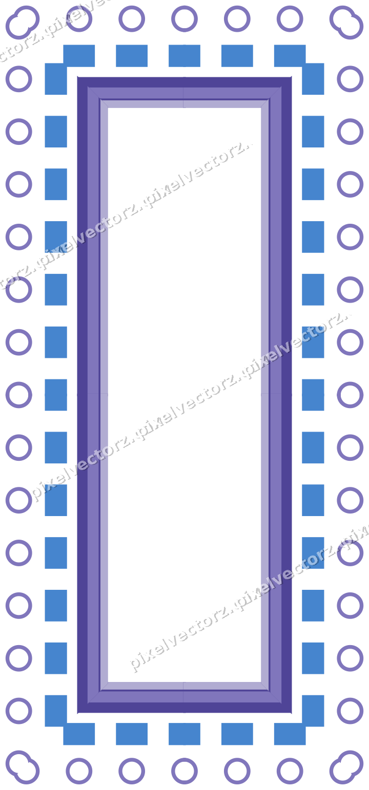 Decorative picture frame border in blue and cyan with dentil