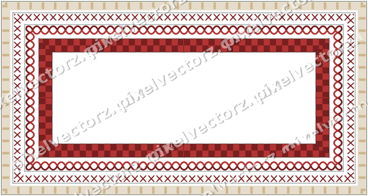 Decorative picture frame border in dark red with cross band
