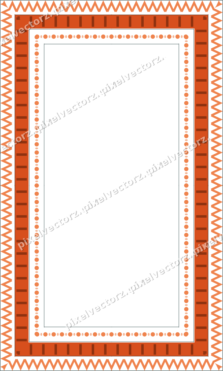 Decorative picture frame border in orange and teal with zigzag