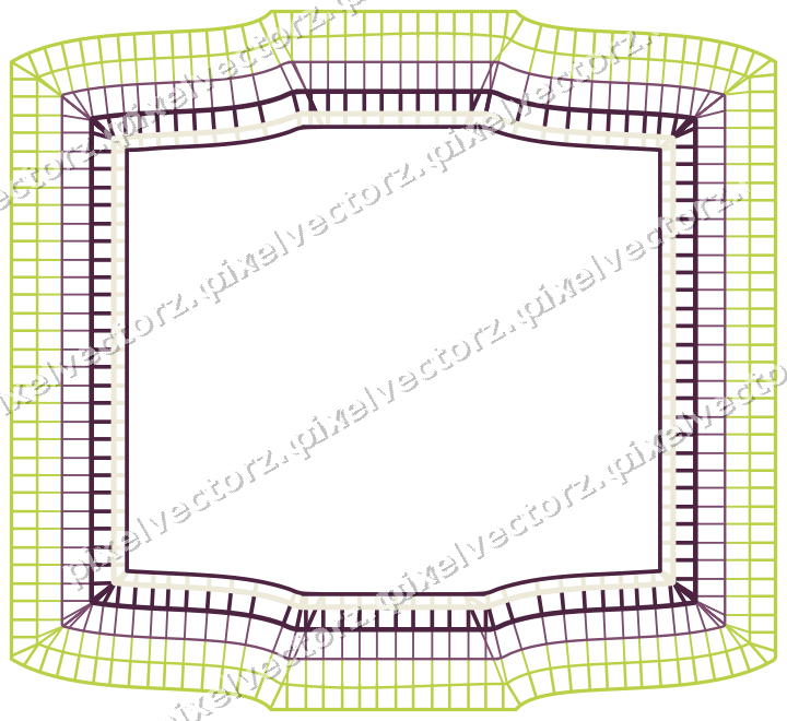 Decorative line art frame in dark magenta and lime with label plaque