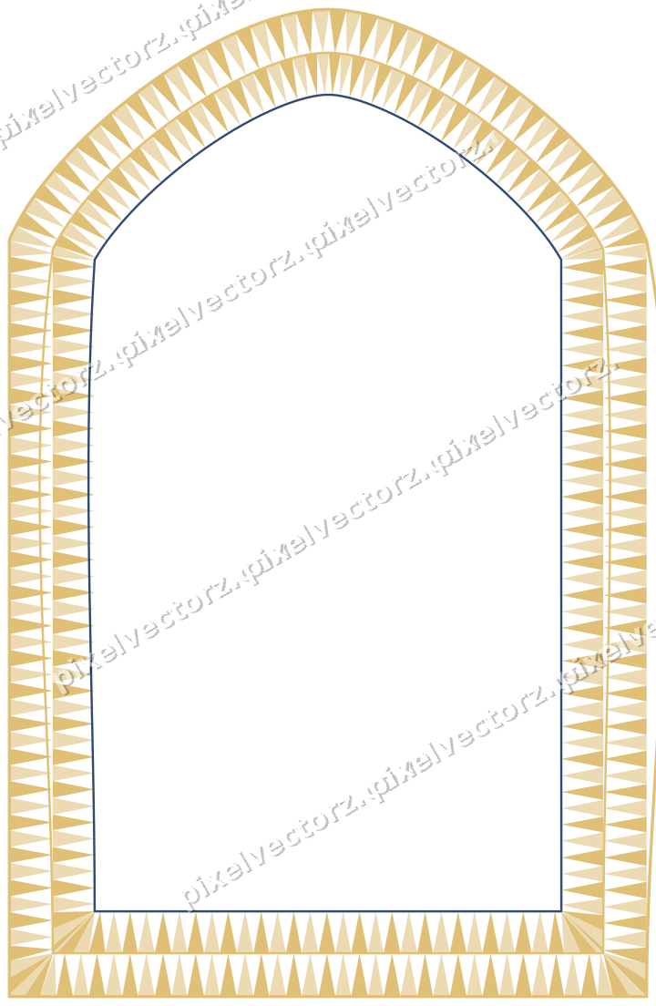 Decorative line art frame in dark blue and amber with label plaque