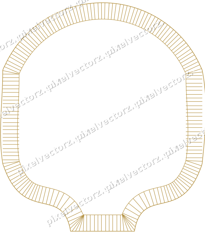 Decorative line art frame in dark magenta and amber with label plaque