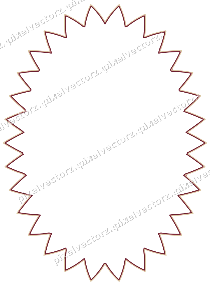 Decorative line art frame in dark pink and red with oval