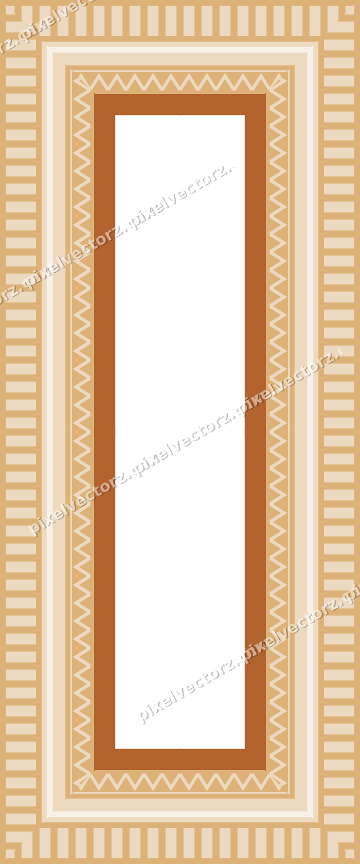 Decorative picture frame border in dark green and orange with zigzag