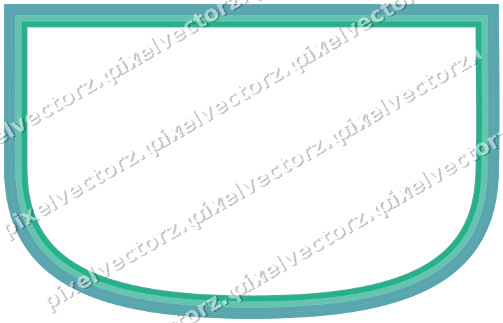 Decorative line art frame in green and teal with shield and solid band