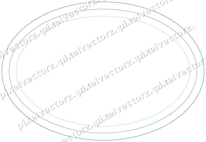 Decorative line art frame in orange and teal with oval