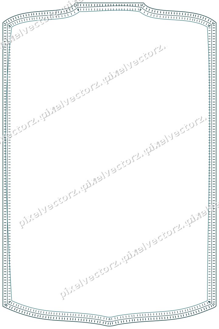 Decorative line art frame in amber and dark teal with label plaque