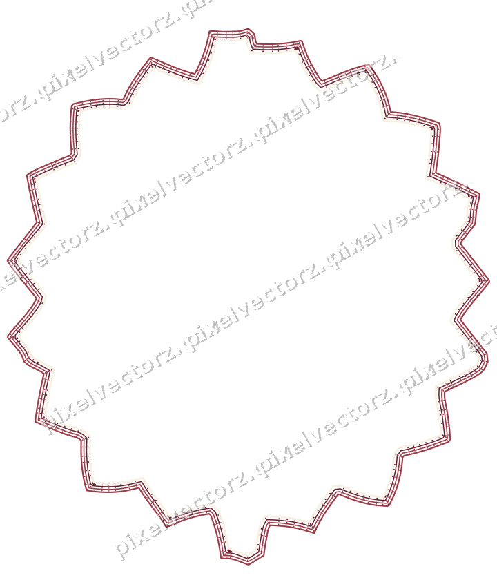 Decorative line art frame in dark pink and red with label plaque