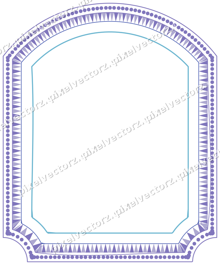 Decorative line art frame in blue and cyan with label plaque